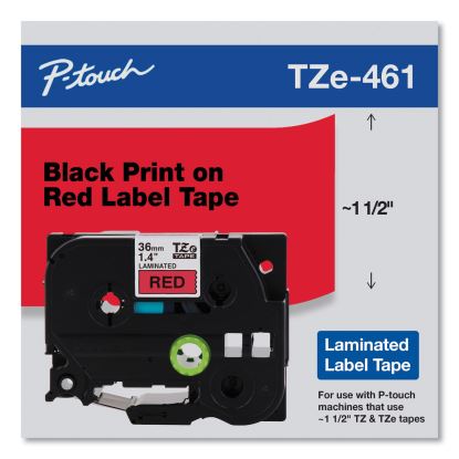 TZe Standard Adhesive Laminated Labeling Tape, 1.4" x 26.2 ft, Black on Red1