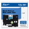 TZe Standard Adhesive Laminated Labeling Tape, 1.4" x 26.2 ft, Black on Blue1