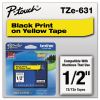 TZe Standard Adhesive Laminated Labeling Tape, 0.47" x 26.2 ft, Black on Yellow2