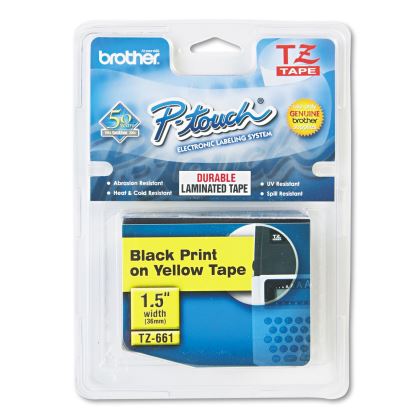 TZe Standard Adhesive Laminated Labeling Tape, 1.4" x 26.2 ft, Black on Yellow1
