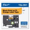 TZ Standard Adhesive Laminated Labeling Tape, 0.7" x 16.4 ft, Black on Fluorescent Orange2
