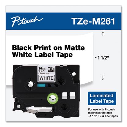 TZe Standard Adhesive Laminated Labeling Tape, 1.4" x 26.2 ft, Black on Matte White1