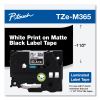 TZe Standard Adhesive Laminated Labeling Tape, 1.4" x 26.2 ft, White on Matte Black1