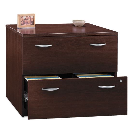 Series C Lateral File, 2 Legal/Letter/A4/A5-Size File Drawers, Mahogany, 35.75" x 23.38" x 29.88"1