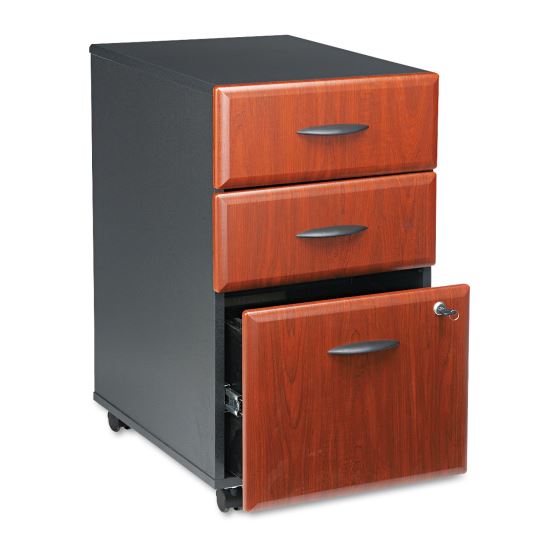 Mobile Pedestal File, Left/Right, 3-Drawers: Box/Box/File, Legal/Letter/A4/A5, Hansen Cherry/Galaxy, 15.75" x 20.25" x 27.88"1