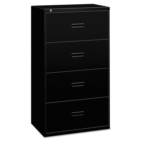 400 Series Lateral File, 4 Legal/Letter-Size File Drawers, Black, 30" x 18" x 52.5"1