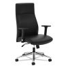 Define Executive High-Back Leather Chair, Supports 250 lb, 17" to 21" Seat Height, Black Seat/Back, Polished Chrome Base1