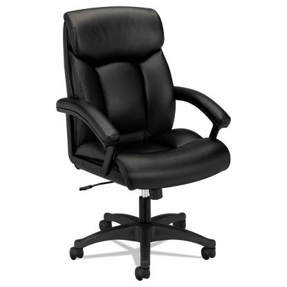 HVL151 Executive High-Back Leather Chair, Supports Up to 250 lb, 17.75" to 21.5" Seat Height, Black1