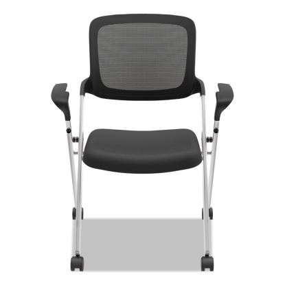 VL314 Mesh Back Nesting Chair, Supports Up to 250 lb, Black Seat/Back, Silver Base1