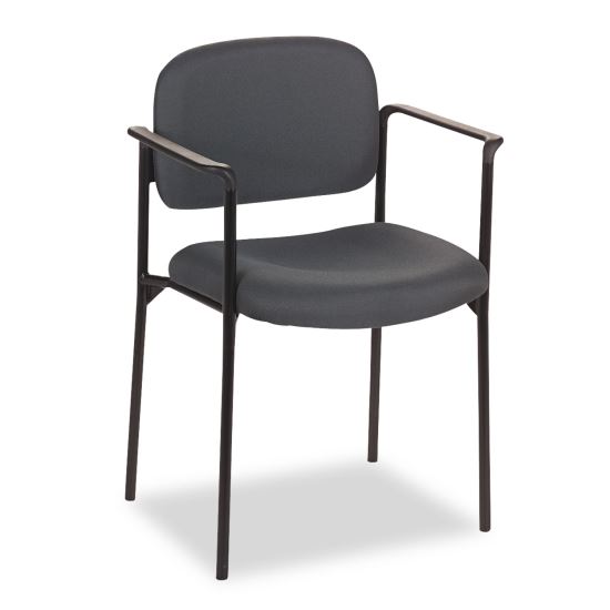 VL616 Stacking Guest Chair with Arms, Supports Up to 250 lb, Charcoal Seat/Back, Black Base1