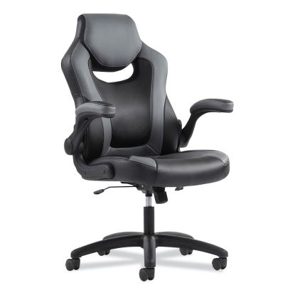 9-One-One High-Back Racing Style Chair with Flip-Up Arms, Supports Up to 225 lb, Black Seat, Gray Back, Black Base1