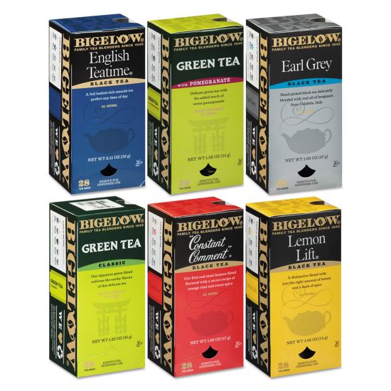 Assorted Tea Packs, Six Flavors, 28/Box, 168/Carton1