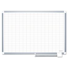 Gridded Magnetic Porcelain Planning Board, 1 x 2 Grid, 72 x 48, Aluminum Frame1