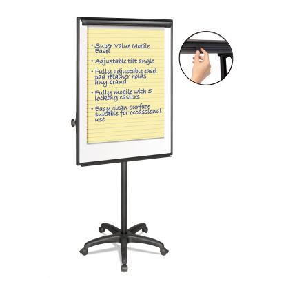Silver Easy Clean Dry Erase Mobile Presentation Easel, 44" to 75-1/4" High1