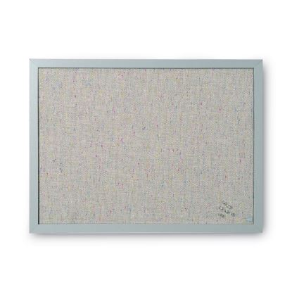 Designer Fabric Bulletin Board, 24X18, Gray Fabric/Gray Frame1