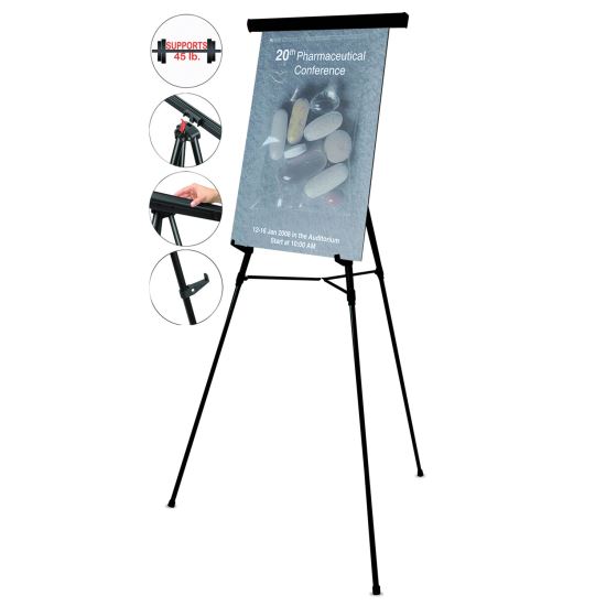 Telescoping Tripod Display Easel, Adjusts 35" to 64" High, Metal, Black1