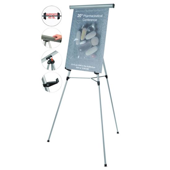 Telescoping Tripod Display Easel, Adjusts 35" to 64" High, Metal, Silver1