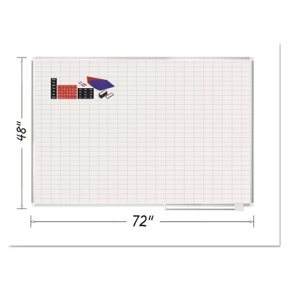 Grid Planning Board w/ Accessories, 1 x 2 Grid, 72 x 48, White/Silver1