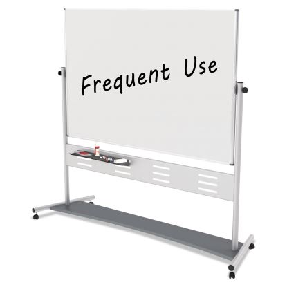 Magnetic Reversible Mobile Easel, Horizontal Orientation, 70.8" x 47.2" Board, 80" Tall Easel, White/Silver1