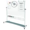Magnetic Reversible Mobile Easel, Horizontal Orientation, 70.8" x 47.2" Board, 80" Tall Easel, White/Silver2