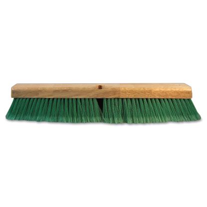 Floor Broom Head, 3" Green Flagged Recycled PET Plastic Bristles, 24" Brush1