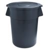 Round Waste Receptacle, LLDPE, 32 gal, Gray2