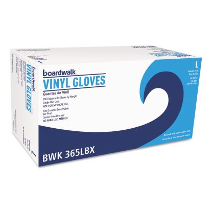 General Purpose Vinyl Gloves, Powder/Latex-Free, 2 3/5 mil, Large, Clear, 100/Box1