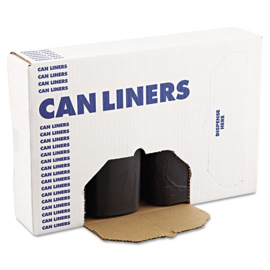 High-Density Can Liners, 60 gal, 14 microns, 38" x 58", Black, 200/Carton1