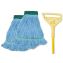 Looped End Mop Kit, Medium Blue Cotton/Rayon/Synthetic Head, 60" Yellow Metal/Polypropylene Handle1