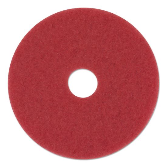 Buffing Floor Pads, 12" Diameter, Red, 5/Carton1