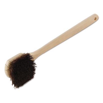Utility Brush, Brown Palmyra Fiber Bristles, 5.5" Brush, 14.5" Tan Plastic Handle1