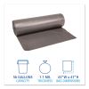 Low-Density Waste Can Liners, 56 gal, 1.1 mil, 43" x 47", Gray, 100/Carton2