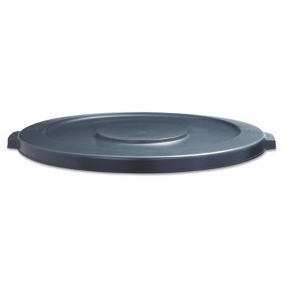 Lids for 44 gal Waste Receptacles, Flat-Top, Round, Plastic Gray1