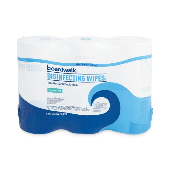 Disinfecting Wipes, 7 x 8, Fresh Scent, 75/Canister, 12 Canisters/Carton1