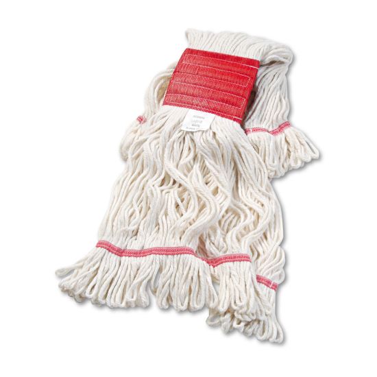 Super Loop Wet Mop Head, Cotton/Synthetic Fiber, 5" Headband, Large Size, White, 12/Carton1