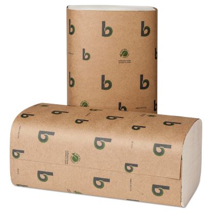 Boardwalk Green Single-Fold Towels, Natural White,9 1/8x10 1/4, 250/Pk,16 Pks/CT1