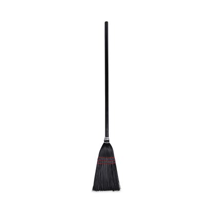 Flag Tipped Poly Lobby Brooms, Flag Tipped Poly Bristles, 38" Overall Length, Natural/Black, 12/Carton1