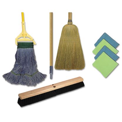 Cleaning Kit, Medium Blue Cotton/Rayon/Synthetic Head, 60" Natural/Yellow Wood/Metal Handle1