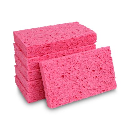 Small Cellulose Sponge, 3.6 x 6.5, 0.9" Thick, Pink, 2/Pack, 24 Packs/Carton1