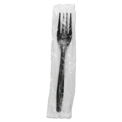 Heavyweight Wrapped Polypropylene Cutlery, Fork, Black, 1,000/Carton1