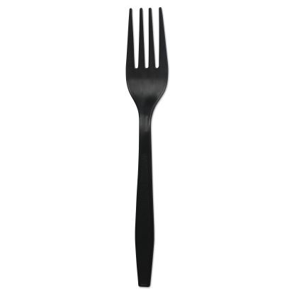 Heavyweight Polypropylene Cutlery, Fork, Black, 1000/Carton1