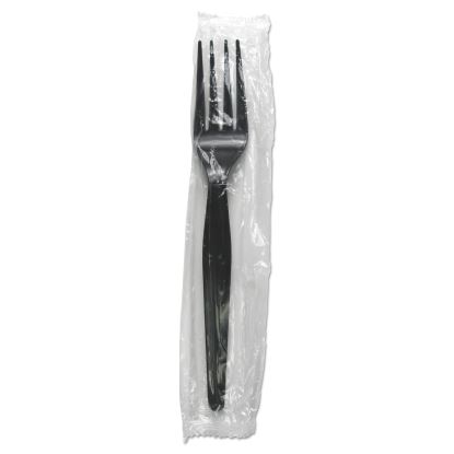 Heavyweight Wrapped Polystyrene Cutlery, Fork, Black, 1,000/Carton1