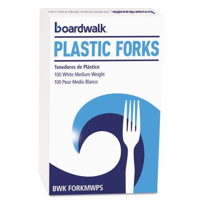 Mediumweight Polystyrene Cutlery, Fork, White, 100/Box1
