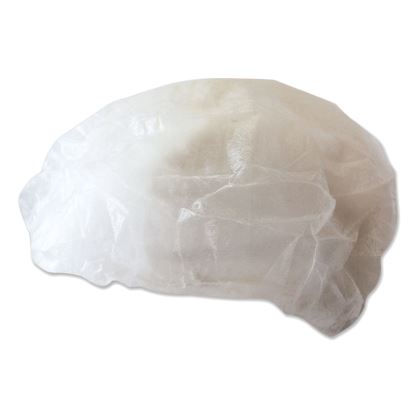 Disposable Bouffant Caps, 19", Medium, White, 100/Pack1