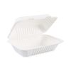 Bagasse Food Containers, Hinged-Lid, 1-Compartment 9 x 6 x 3.19, White, 125/Sleeve, 2 Sleeves/Carton1