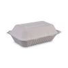 Bagasse Food Containers, Hinged-Lid, 1-Compartment 9 x 6 x 3.19, White, 125/Sleeve, 2 Sleeves/Carton2