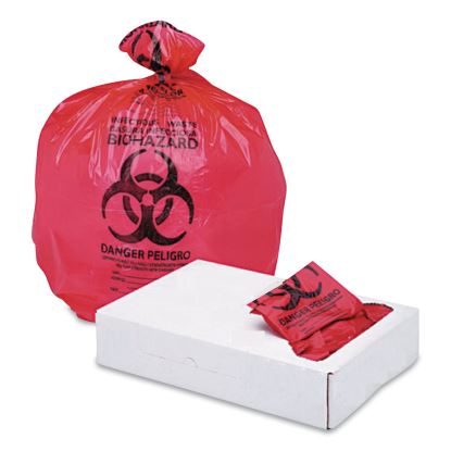 Linear Low Density Health Care Trash Can Liners, 33 gal, 1.3 mil, 33 x 39, Red, 150/Carton1