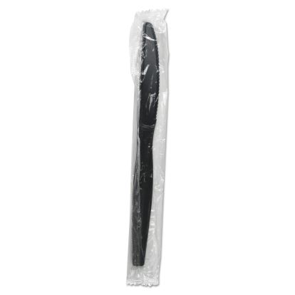 Heavyweight Wrapped Polystyrene Cutlery, Knife, Black, 1,000/Carton1