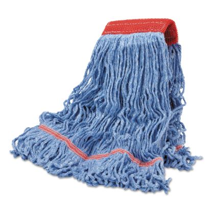 Cotton Mop Heads, Cotton/Synthetic, Large, Looped End, Wideband, Blue, 12/CT1