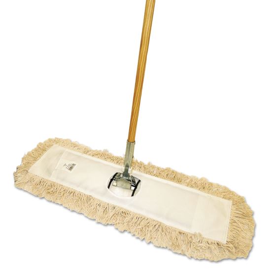 Cotton Dry Mopping Kit, 24 x 5 Natural Cotton Head, 60" Natural Wood Handle1